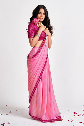 pink georgette saree