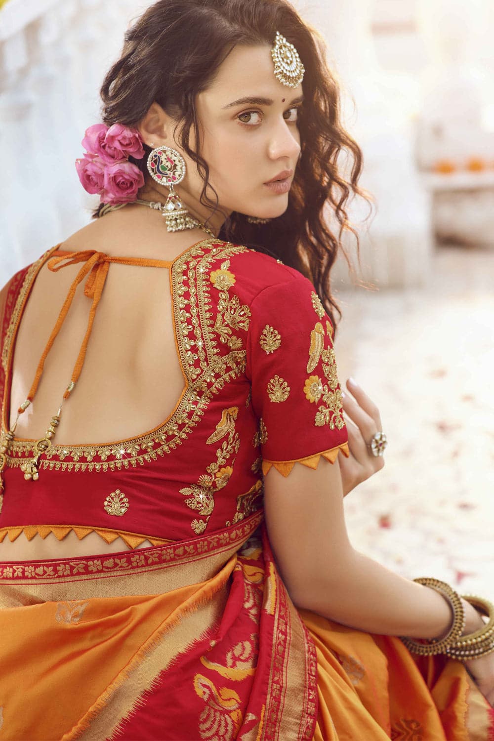Buy Saree Mall Blue  Pink Zari Woven Design Banarasi Saree  Sarees for  Women 11070410  Myntra