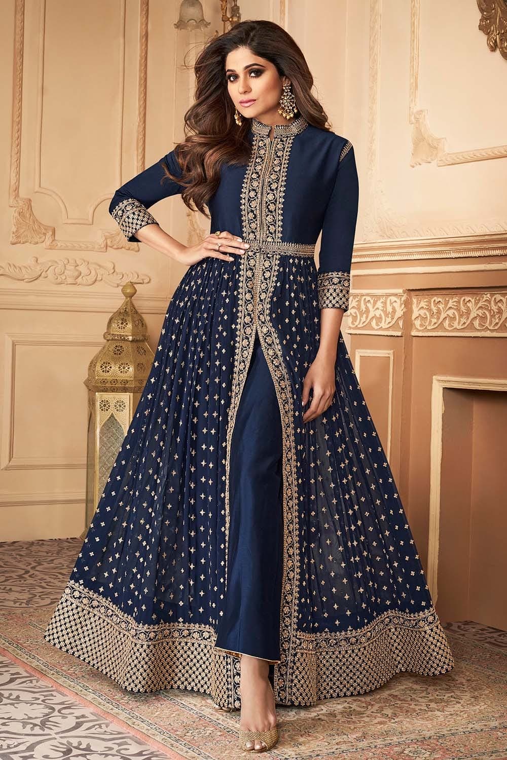 Buy Navy Blue Anarkali Dress online-Karagiri