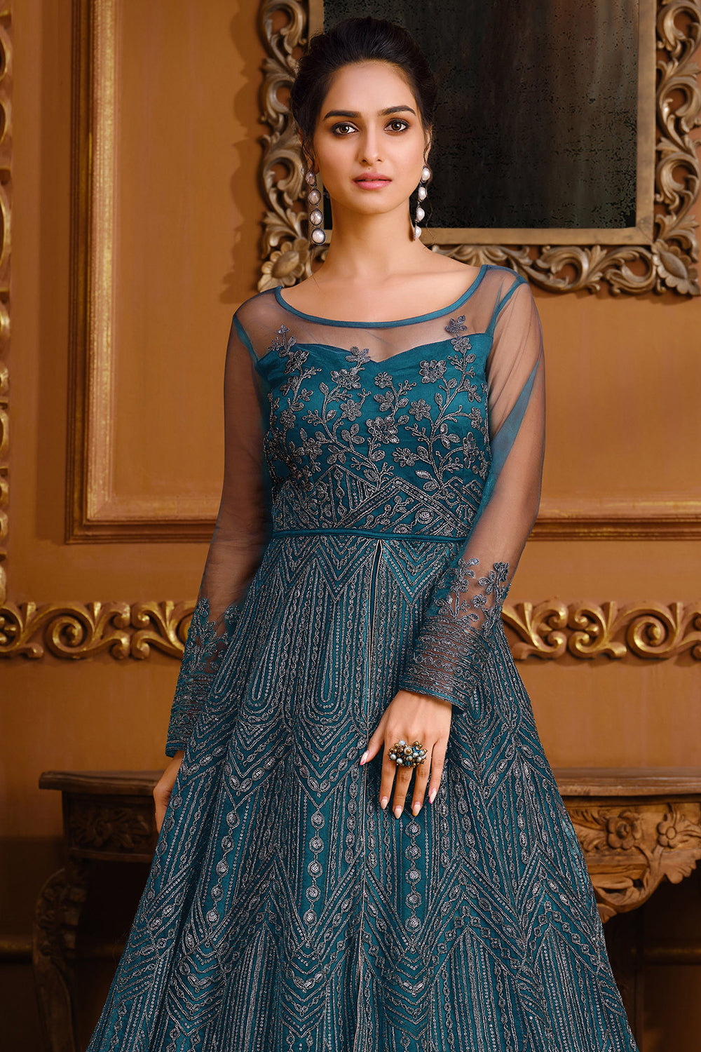 Buy Yale Blue Anarkali Dress online-Karagiri
