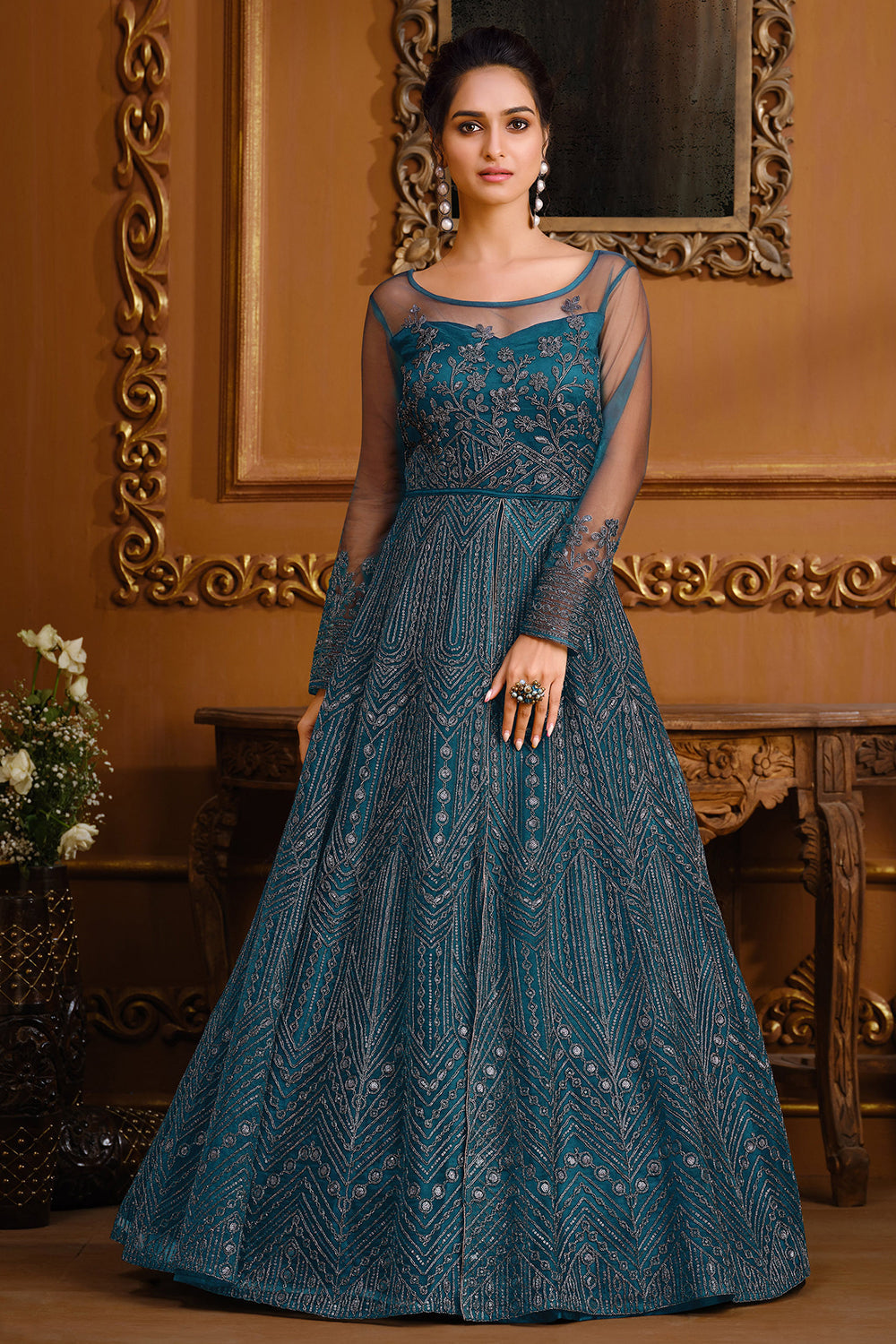 Buy Yale Blue Anarkali Dress online-Karagiri