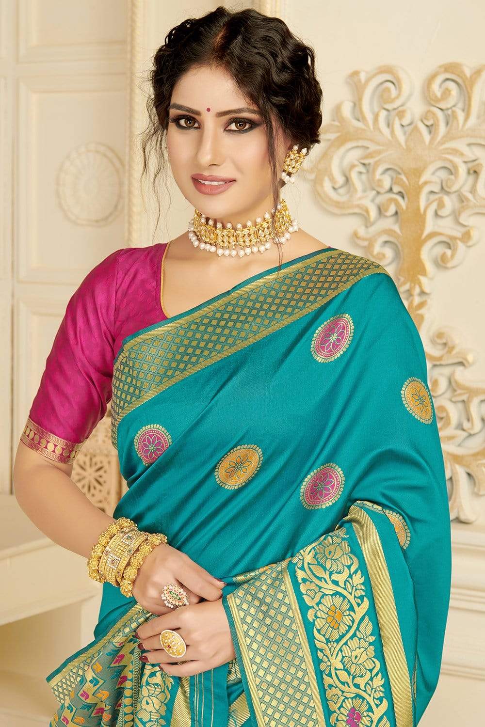 Buy Gorgeous merigold yellow banarasi saree online - Best quality silk ...