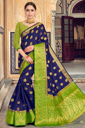 Buy Vibrant Blue Silk Saree online-Karagiri