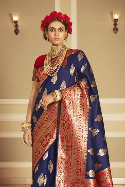 Buy blue banarasi saree online on Karagiri | SALE