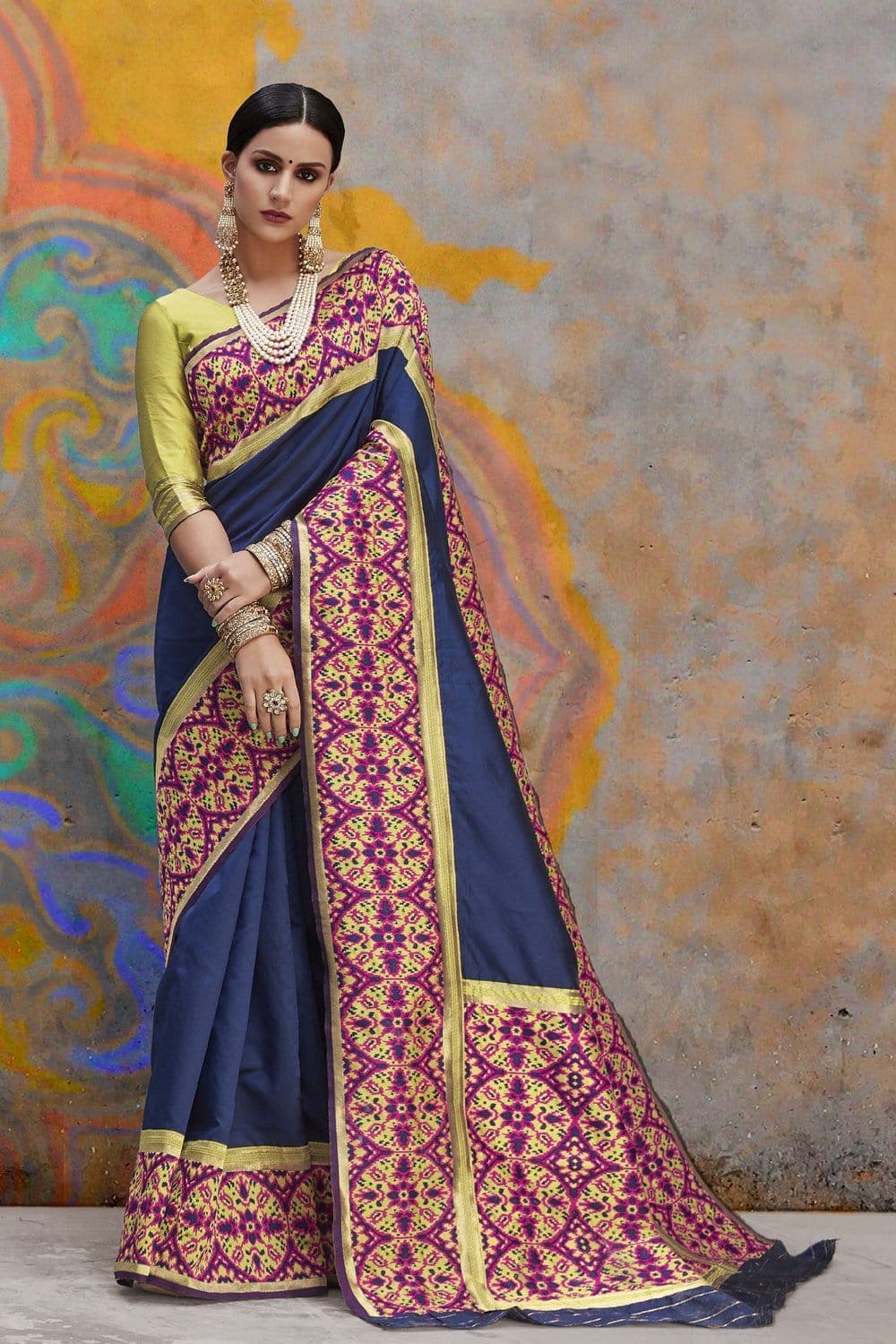 Buy Royal blue woven banarasi brocade saree online - Best quality silk ...