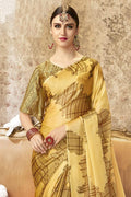 Chiffon Saree Corn Yellow Printed Chiffon Saree saree online