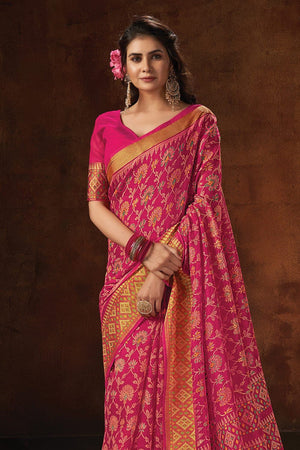 Taffy Pink Cotton Saree