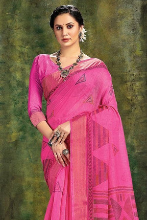 Taffy Pink Cotton Saree