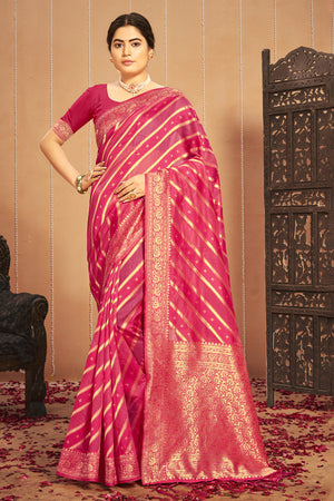 Taffy Pink Cotton Saree