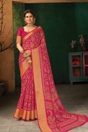 Taffy Pink Cotton Saree