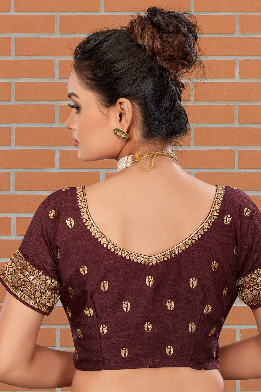 Buy Russet Brown Designer Blouse online-Karagiri