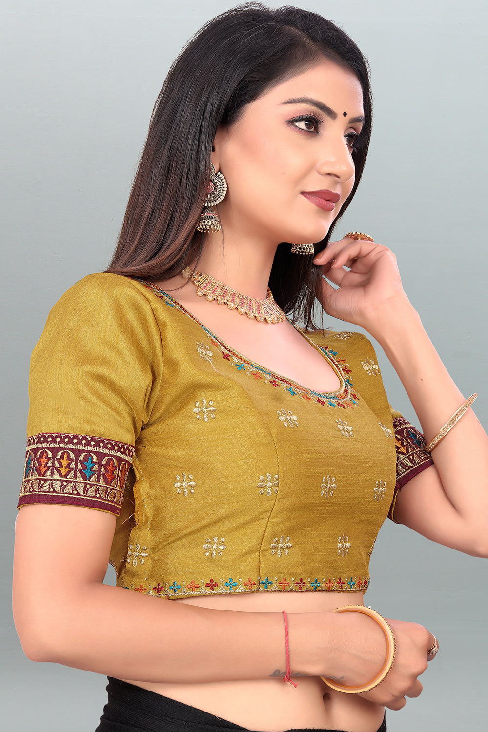 Buy Tuscan Sun Yellow Designer Blouse online-Karagiri