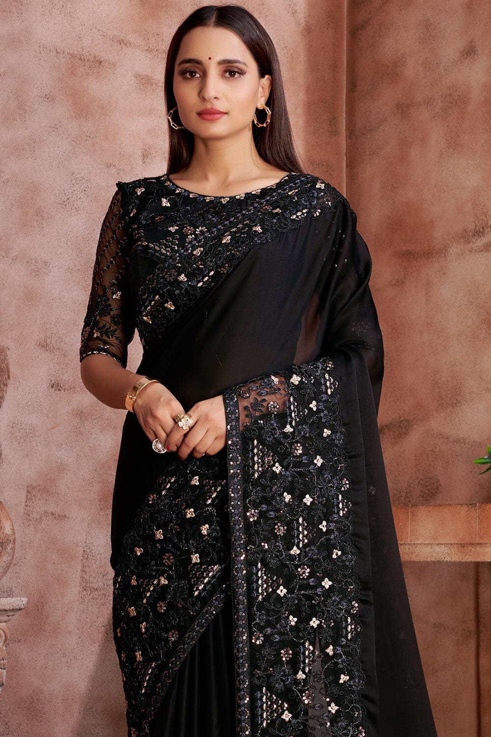 Cocktail Black Saree For Bridesmaids Outfit  ShaadiWish