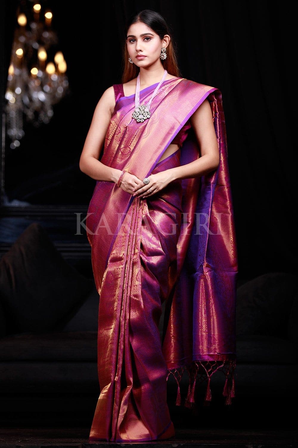 Get the amazing Magenta Purple Kanjivaram Saree online-Karagiri