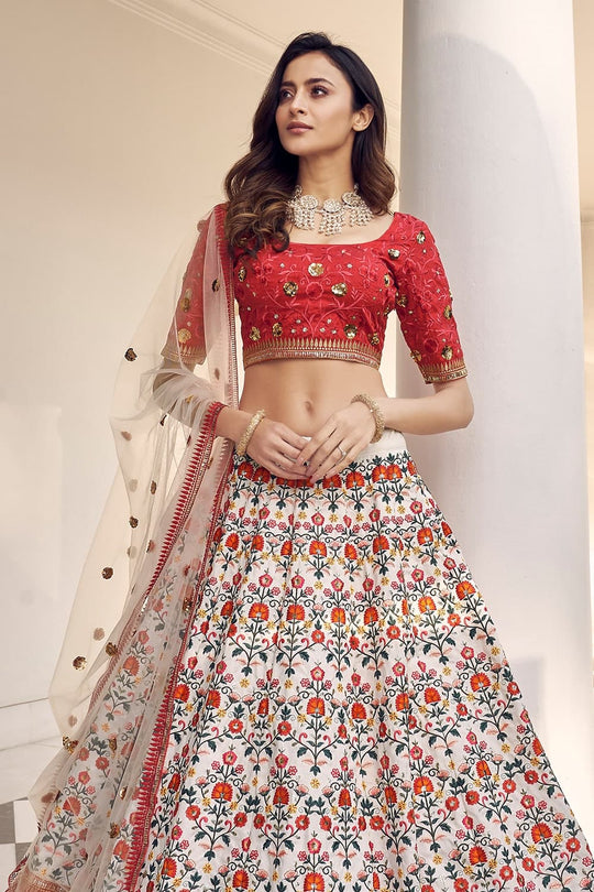 indian bridal lehenga red and white