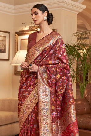 Buy BUY Beige Pashmina Saree, Sari for Wedding Reception Party Function Wear  Kashmiri Weaving Silk Kani Saree for Women, Royal Look Sarees Gifts Online  in India…