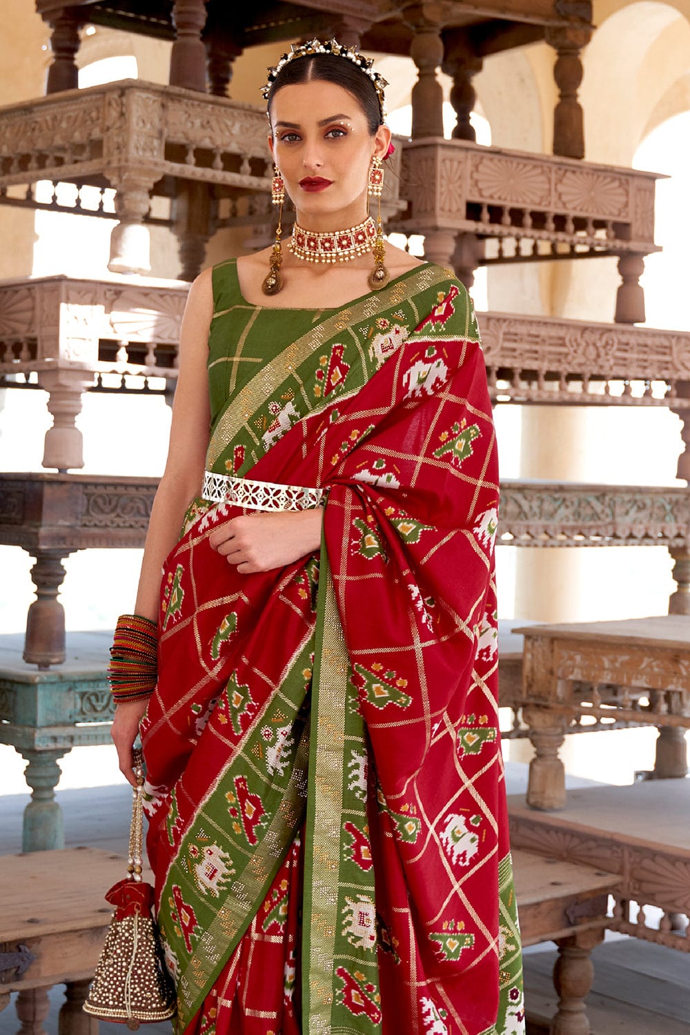 Buy Crimson Red Patola Saree online-Karagiri