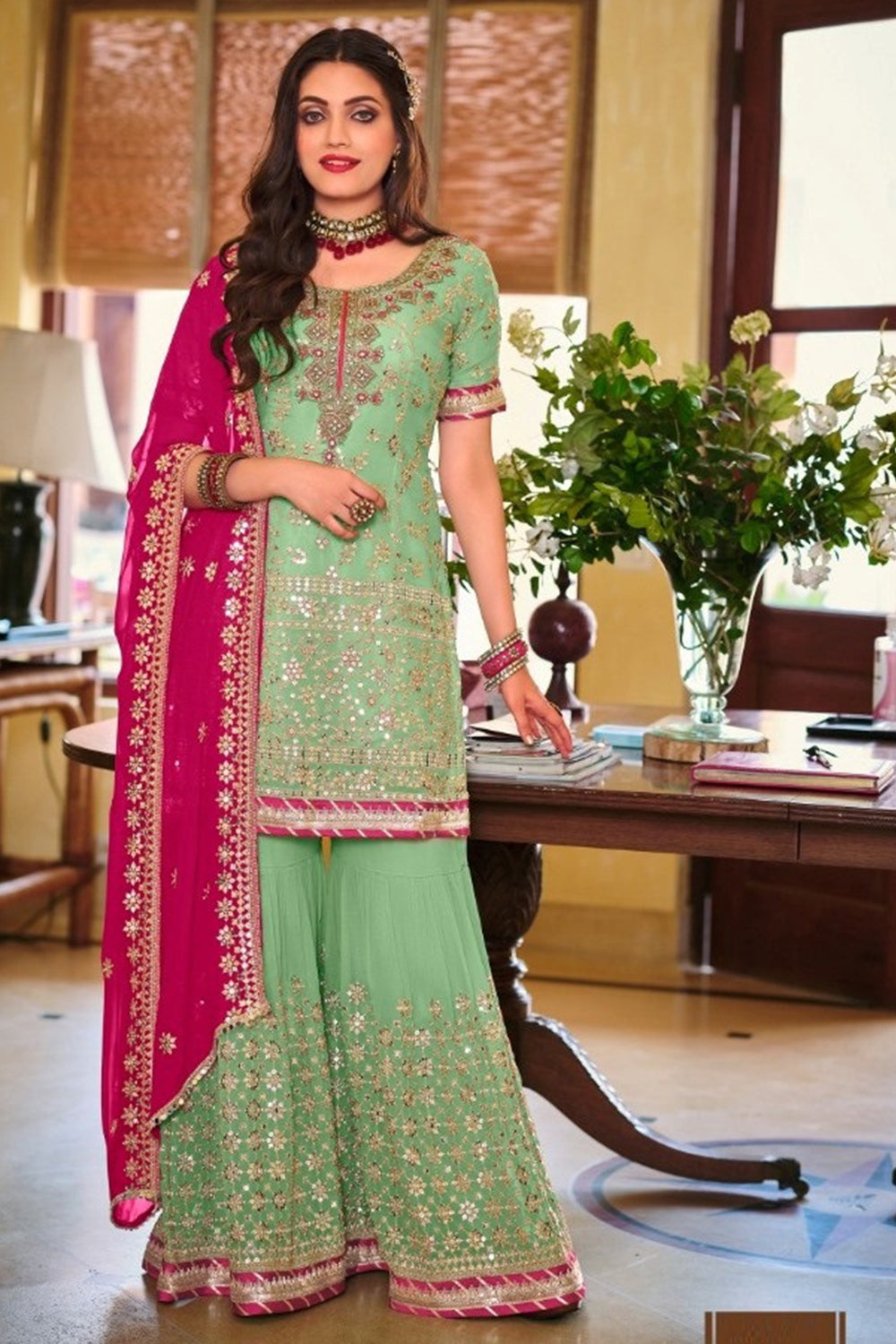 sharara suit from old saree