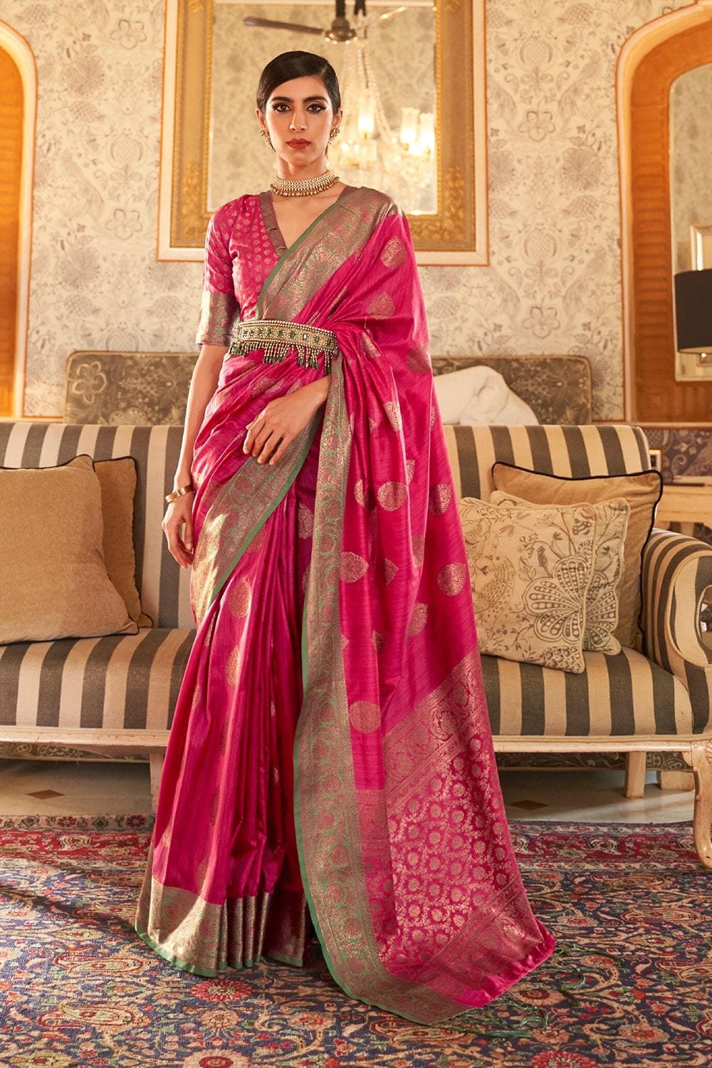 Buy pink south silk saree online on Karagiri | SALE ONLINE