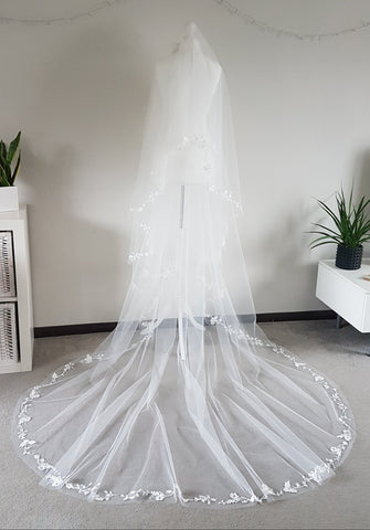 Lace applique bespoke wedding veil