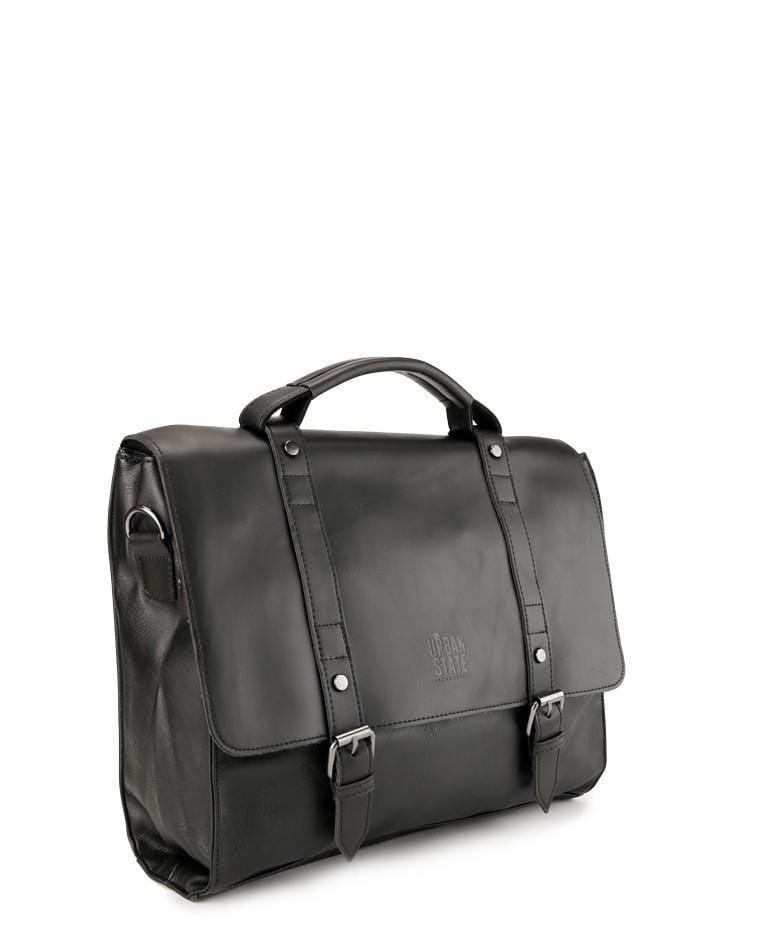 Distressed Leather Compact Office Bag Black Urban State Indonesia