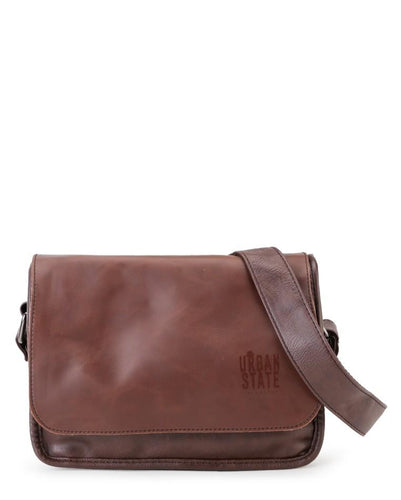 Distressed Leather Flap Shoulder Bag - Dark Brown Messenger Bags - Urban State Indonesia