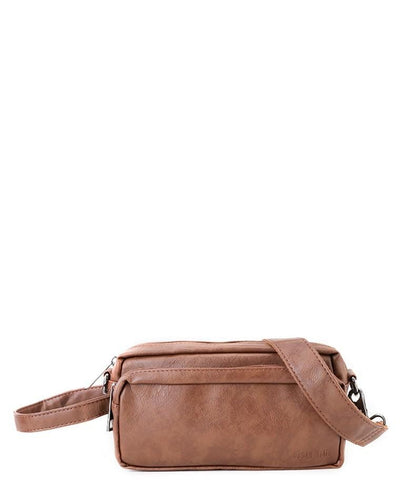 Distressed Leather Flight Crossbody Pouch - Camel Clutch - Urban State Indonesia