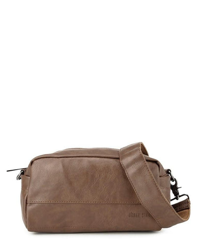 Distressed Leather Crossbody Pouch - Camel Messenger Bags - Urban State Indonesia