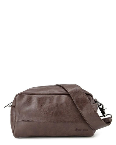 Distressed Leather Crossbody Pouch - Dark Brown Messenger Bags - Urban State Indonesia