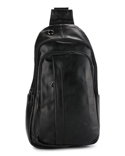 Distressed Leather  Pocket Slingbag - Black Slingbags - Urban State Indonesia