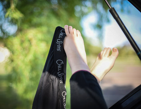 Chill Boys men's boxers hanging on a foot