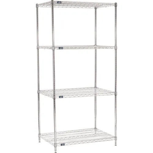 Nexel® 4 Shelf, Chrome Wire Shelving Unit, Starter, 36"W x 24"D x 86"H