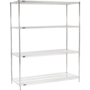 Nexel® 4 Shelf, Chrome Wire Shelving Unit, Starter, 72"W x 24"D x 74"H - Tejal Trends 