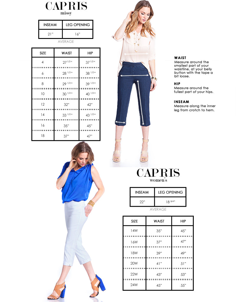 Size Chart | Tummy Control Jeans, Shorts, & Pants – Slimsation By Multiples