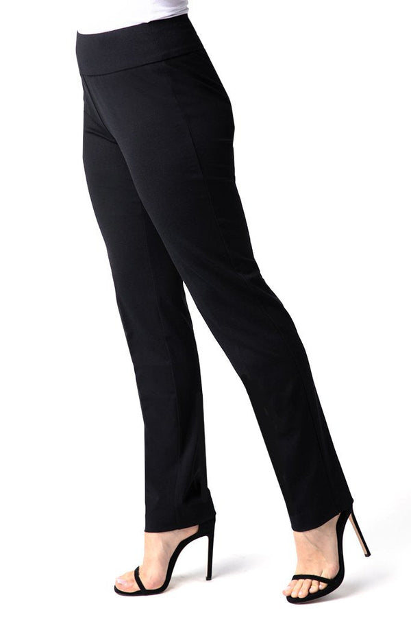 PETITE WIDE BAND PULL ON  NARROW LEG PANT - Black