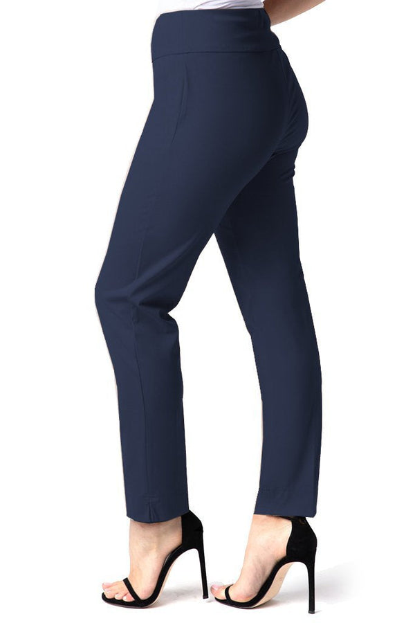 Wide Band Elastic Waist Pull On Ankle Pant - Midnight