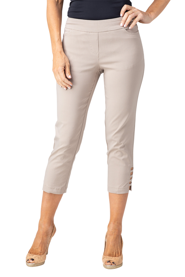 CROP PANT with POCKETS & STRAP HEM VENTS - Stone