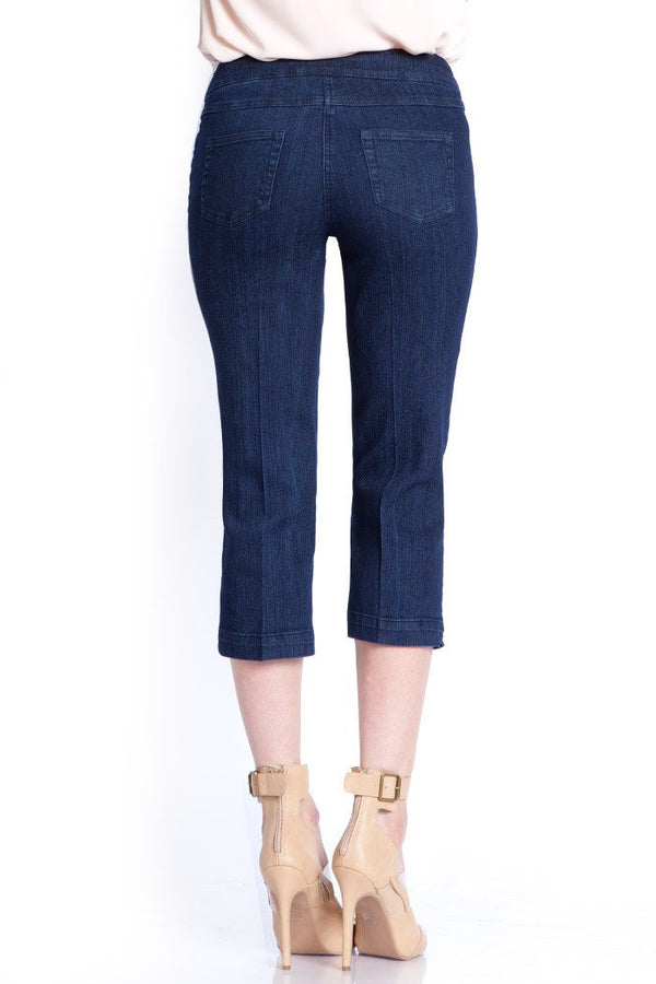 Pull-On Capri Pant With Pockets - Denim