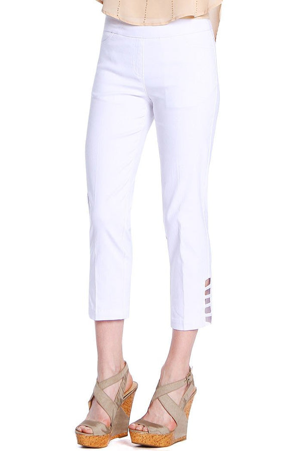 CROP PANT with POCKETS & STRAP HEM VENTS - White