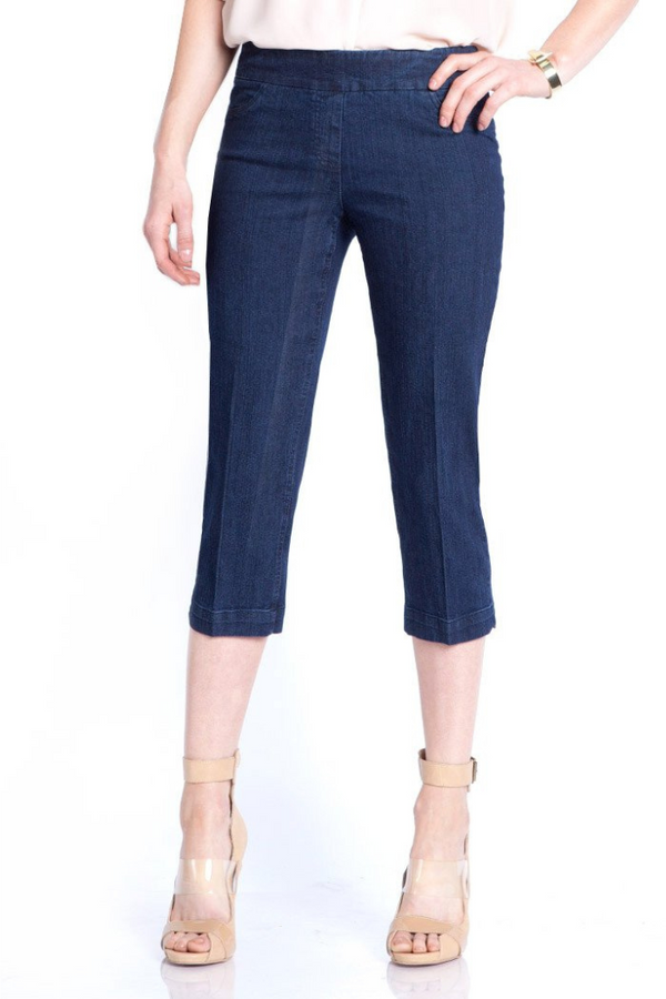 Plus Pull On Capri Pant With Pockets - Denim