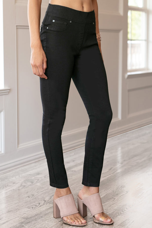 "Ultra" Pull-On Ankle Jegging - Black Denim