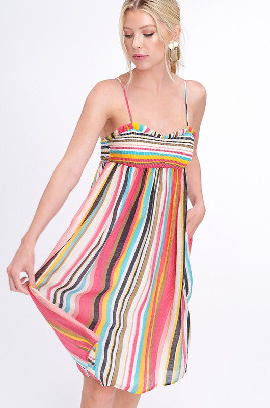 candy stripe midi dress