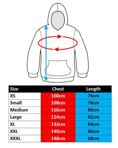 bqr neon hoodie sizing chart