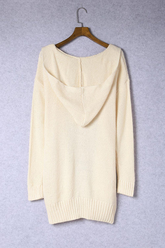 Cable Knit Drop Shoulder Wrap Knot Side Sweater - Jewelry Bubble