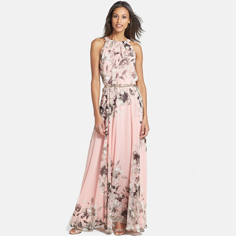 chiffon floral long dresses