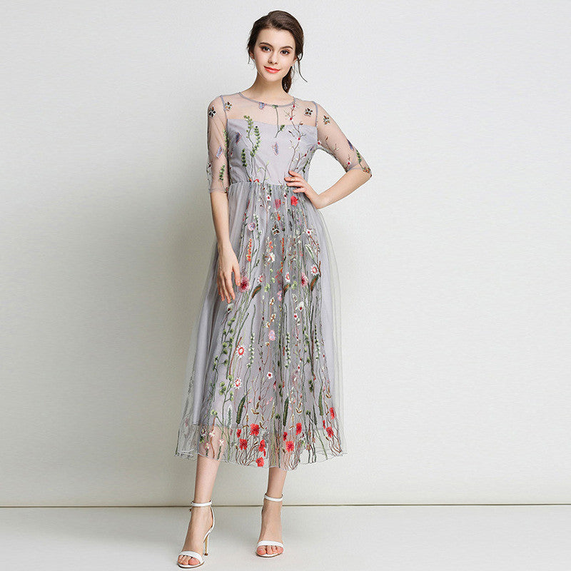 sheer embroidered maxi dress
