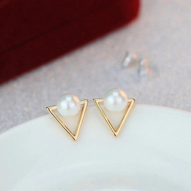 Triangle Pearl Earrings