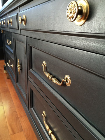 Solid Wood Navy Blue Gold Dipped Dresser Buffet Sideboard