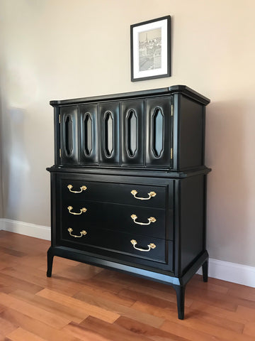 Reduced Black Solid Wood Dresser Highboy Chest Eclectic Home Living