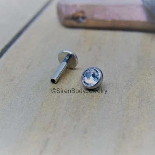 Pear CZ Gemstone Titanium Flat Back Ear Piercing Jewelry Stud – Siren Body  Jewelry